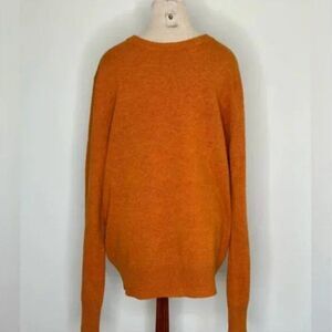 J. Crew Orange Rust 100% Lambs Wool Crew Neck Long Sleeve Sweater Sz Large Tall